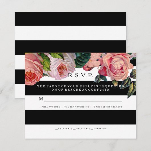 RSVP MODERN Chic Wide Stripes met  Rozen (Voorkant / Achterkant)