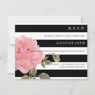 RSVP MODERN Chic Wide Stripes Pink Peony Flower Kaartje