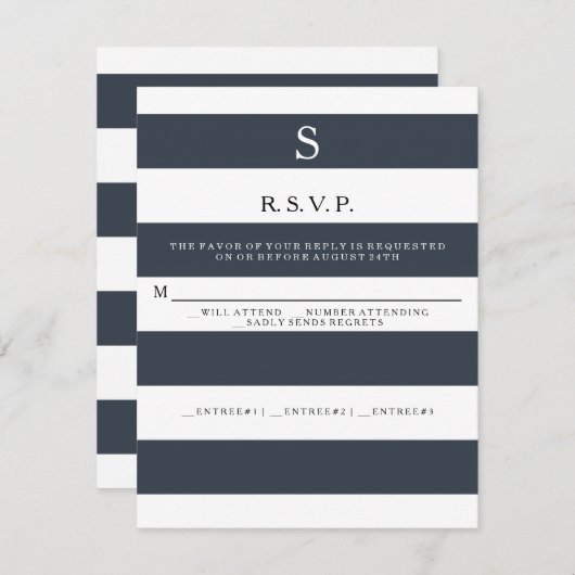 RSVP MODERN Chique brede strepen Monogrammering (Voorkant / Achterkant)