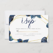 RSVP | Modern Deep Indigo Blue and Gold Kaart (Voorkant)