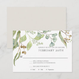 RSVP Modern Eenvoudig Aquarel Eucalyptus Bruiloft Kaart