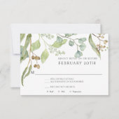 RSVP Modern Eenvoudige Aquarel Eucalyptus Bruiloft Kaart (Voorkant)