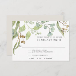 RSVP Modern Eenvoudige Aquarel Eucalyptus Bruiloft Kaart