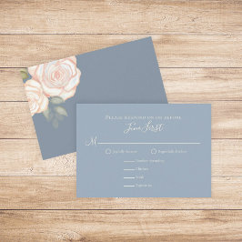 RSVP Modern Elegant minimalist Floral Dusty Blue