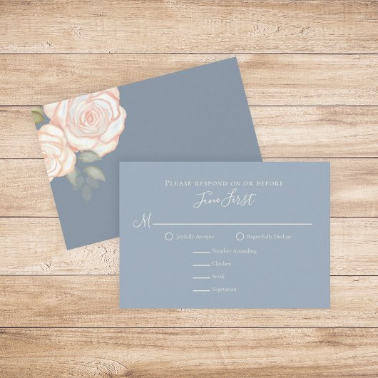 RSVP Modern Elegant minimalist Floral Dusty Blue