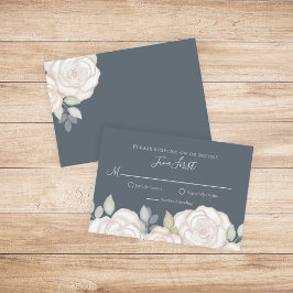 RSVP Modern Elegant Minimalist Floral Dusty Grey Kaartje