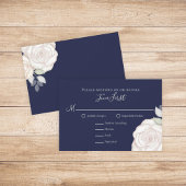 RSVP Modern Elegant minimalist Floral Navy Blue Kaartje