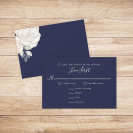 RSVP Modern Elegant minimalist Floral Navy Blue Kaartje