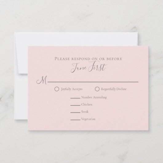 RSVP Modern Elegant Minimalist Floral Rustic Blush (Voorkant)