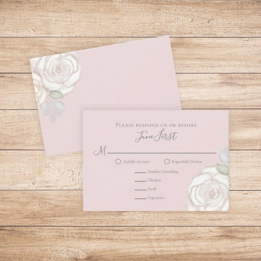 RSVP Modern Elegant Minimalist Floral Rustic Blush Kaartje