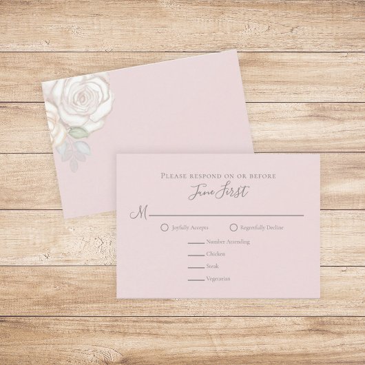 RSVP Modern Elegant Minimalist Floral Rustic Blush Kaartje