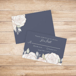 RSVP Modern Elegant minimalist Floral Slate Blue Kaartje