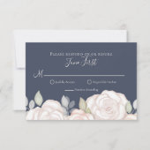 RSVP Modern Elegant minimalist Floral Slate Blue Kaartje (Voorkant)