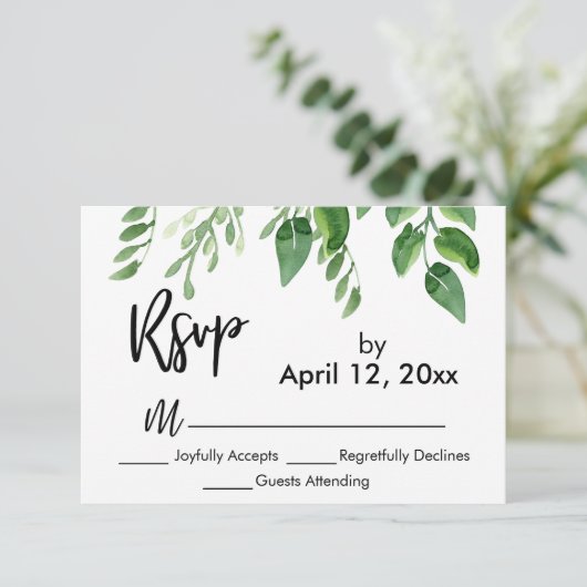RSVP Modern Handschrift Eenvoudig groen (Staand voorkant)