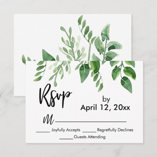 RSVP Modern Handschrift Eenvoudig groen (Voorkant / Achterkant)