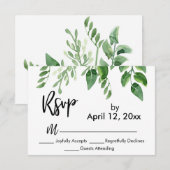 RSVP Modern Handschrift Eenvoudig groen Kaartje (Voorkant / Achterkant)