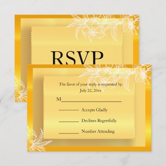 RSVP Modern Marigold Yellow & White Floral Stamp (Voorkant / Achterkant)