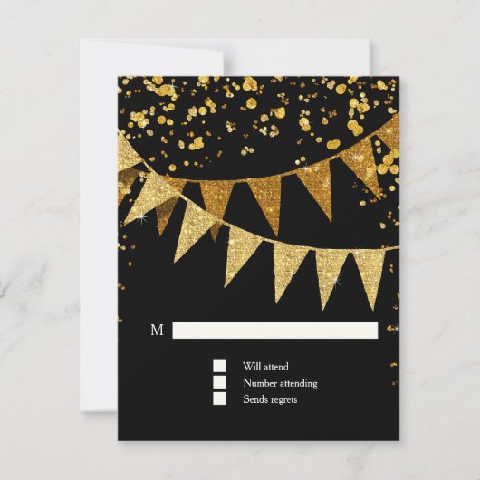 RSVP Modern Pennant Banner w Glitter Confetti (Voorkant)