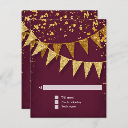 RSVP Modern Pennant Banner w Glitter Confetti (Voorkant / Achterkant)