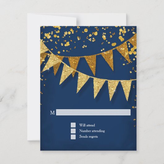 RSVP Modern Pennant Banner w Glitter Confetti (Voorkant)