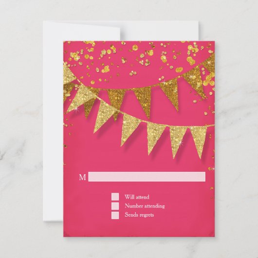 RSVP Modern Pennant Banner w Glitter Confetti Kaartje (Voorkant)