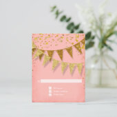 RSVP Modern Pennant Banner w Glitter Confetti Kaartje (Staand voorkant)