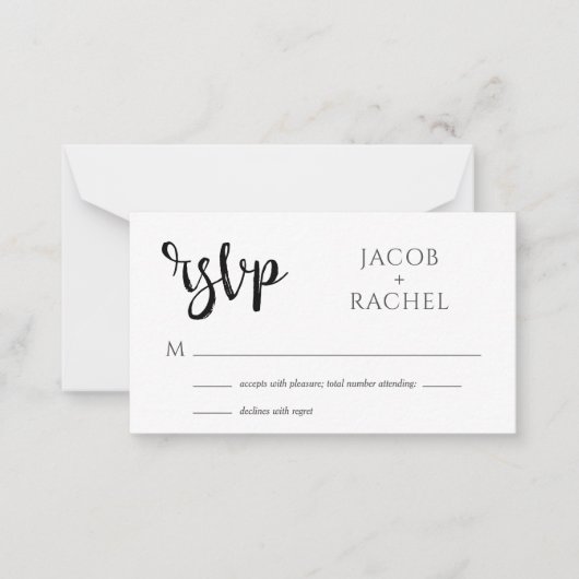 RSVP Modern Script Generic Wedding RSVP Kaart Notitiekaartje (Voorkant)