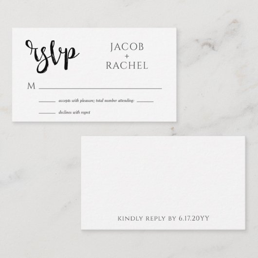 RSVP Modern Script Generic Wedding RSVP Kaart Notitiekaartje (Voorkant / Achterkant)
