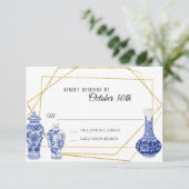 RSVP Modern Vintage Vaas Navyblauw Gouden Gemberpo Kaart (Staand voorkant)