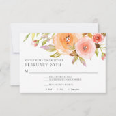 RSVP Modern Waterverf Perzik Bloemendamasker Bruil Kaart (Voorkant)