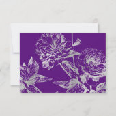 RSVP Modern Wedding Simple Silver Paarse Floral Kaartje (Achterkant)