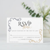RSVP | Modern Zwart en Goud Minimalistisch (Staand voorkant)