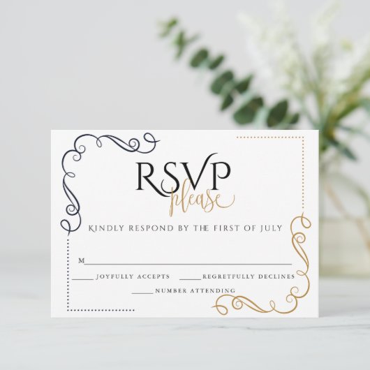 RSVP | Modern Zwart en Goud Minimalistisch (Staand voorkant)