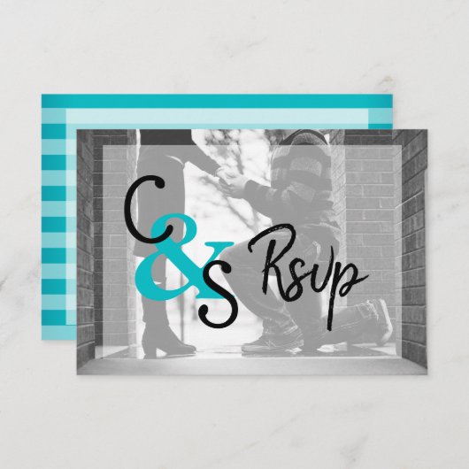 RSVP Moderne Dag Liefde 2 - Turquoise (Voorkant / Achterkant)