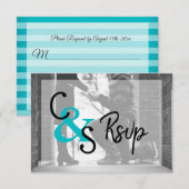 RSVP Moderne Dag Liefde 2 - Turquoise Kaartje (Voorkant / Achterkant)