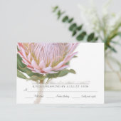 RSVP Moderne Floral Elegant Simple Protea Flower Kaartje (Staand voorkant)