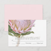 RSVP Moderne Floral Elegant Simple Protea Flower Kaartje (Voorkant / Achterkant)