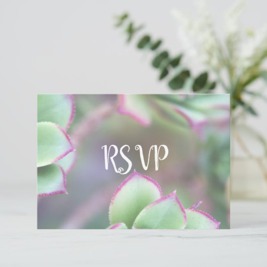 RSVP | Moderne groene succulente bruiloft (Staand voorkant)