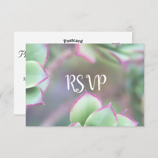 RSVP | Moderne groene succulente bruiloft (Voorkant / Achterkant)
