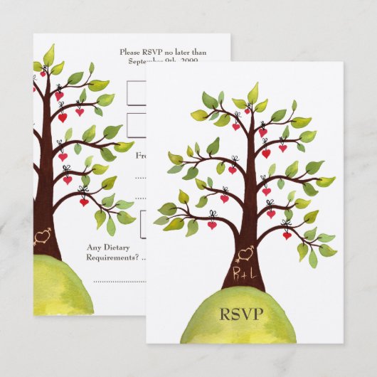 RSVP Monogram Groene Bouw Weddenkaarten (Voorkant / Achterkant)