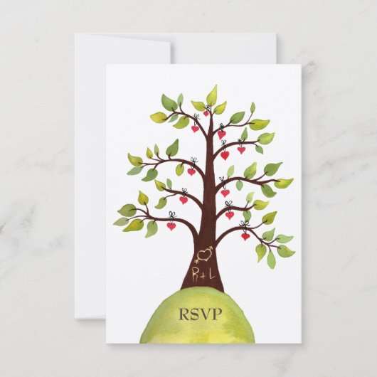 RSVP Monogram Groene Bouw Weddenkaarten Kaartje (Voorkant)