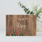 RSVP Monogram hart met lente wilde bloemen (Staand voorkant)