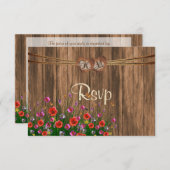 RSVP Monogram hart met lente wilde bloemen (Voorkant / Achterkant)