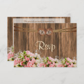 RSVP Monogram Hart met Roze en Witte Rozen (Voorkant / Achterkant)