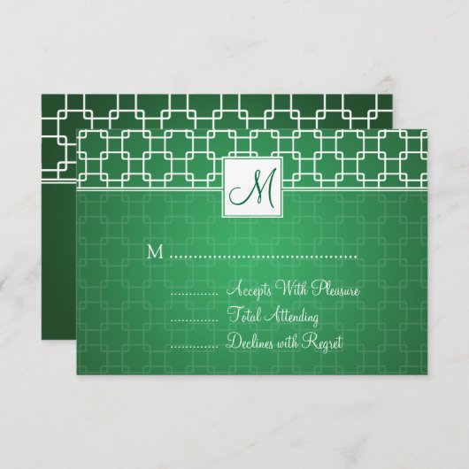 RSVP Monogram Trellis Pattern Green (Voorkant / Achterkant)