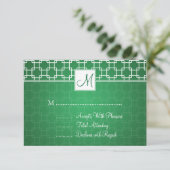 RSVP Monogram Trellis Pattern Green Kaartje (Staand voorkant)