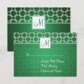 RSVP Monogram Trellis Pattern Green Kaartje (Voorkant / Achterkant)