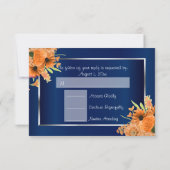 RSVP - Mooie oranje bloemen op marineblauw (Achterkant)