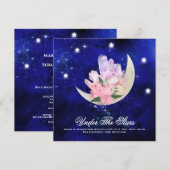 *~* RSVP Moon Stars Crystal WEBSITE AR14 Wedding Kaart (Voorkant / Achterkant)
