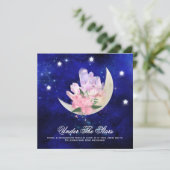 *~* RSVP Moon Stars Crystal WEBSITE AR14 Wedding Kaart (Staand voorkant)